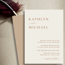 Elegant Dusty Beige Modern Typography Wedding