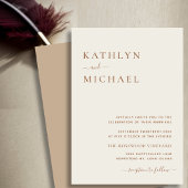 Elegant Dusty Beige Modern Typography Wedding Kaart