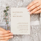 Elegant Dusty Beige Modern Typography Wedding Kaart