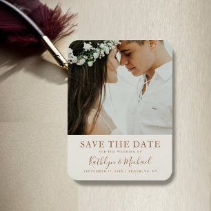 Elegant Dusty Beige Modern Typography Wedding Magneet