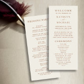 Elegant Dusty Beige Modern Typography Wedding Programmakaart