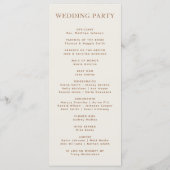 Elegant Dusty Beige Modern Typography Wedding Programmakaart (Achterkant)