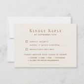 Elegant Dusty Beige Modern Typography Wedding RSVP Kaartje (Voorkant)