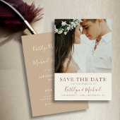Elegant Dusty Beige Modern Typography Wedding Save The Date