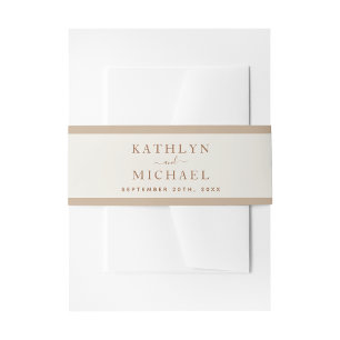 Elegant Dusty Beige Modern Typography Wedding Uitnodigingen Wikkel