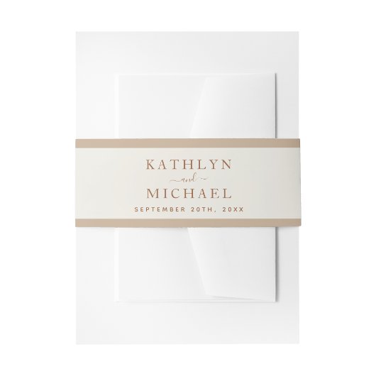 Elegant Dusty Beige Modern Typography Wedding Uitnodigingen Wikkel