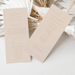 Elegant Dusty Beige Pink Wedding Ceremony Programm