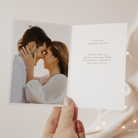 Elegant Dusty Beige Roze Foto bruiloft haar stem Kaart