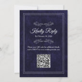 Elegant Dusty Black White QR code Wedding Kaart (Achterkant)