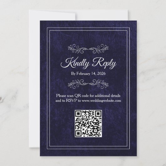 Elegant Dusty Black White QR code Wedding Kaart (Achterkant)