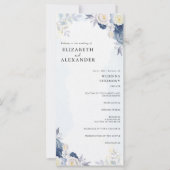 Elegant Dusty Blauw en Goud Bloemen Trouwprogramma (Voorkant)