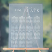 Elegant Dusty Blauw Script Monogram Bruiloft Seat Acryl Bord (Neutraal)