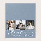 Elegant Dusty Blue 3 Foto Collage Hartelijk dank Kaart (Buitenkant ongevouwen)