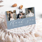 Elegant Dusty Blue 3 Foto Collage Hartelijk dank Kaart