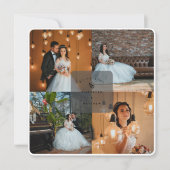 Elegant Dusty Blue 4 Photo Collage Wedding Bedankkaart (Voorkant)