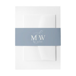 Elegant Dusty Blue Ampersand Monogram Bruiloft Uitnodigingen Wikkel