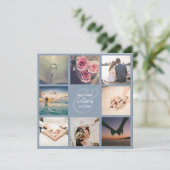 Elegant Dusty Blue Ampersand Photo Collage Wedding Save The Date (Staand voorkant)