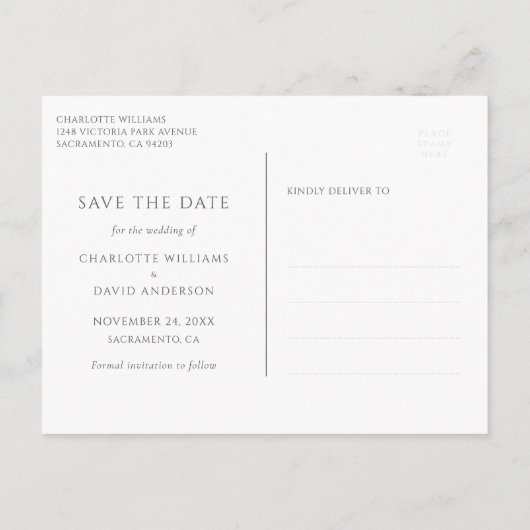 Elegant Dusty Blue and Gold Wedding Save the Date Aankondigingskaart (Achterkant)