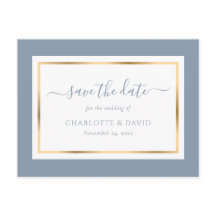 Elegant Dusty Blue and Gold Wedding Save the Date