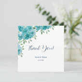 Elegant Dusty Blue Ant Mint Floral Waterverf Art Bedankkaart (Staand voorkant)