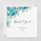 Elegant Dusty Blue Ant Mint Floral Waterverf Art Bedankkaart (Voorkant)