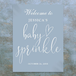 Elegant Dusty Blue Baby Sprinkle Welkomstbord Poster