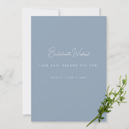 Elegant Dusty Blue Bachelorette Weekend Kaart