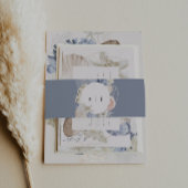 Elegant Dusty Blue Beach Wedding Uitnodigingen Wikkel