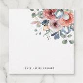 Elegant Dusty Blue Blissful Floral, Gracias Bedankjes Labels (Achterkant)