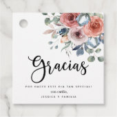 Elegant Dusty Blue Blissful Floral, Gracias Bedankjes Labels (Voorkant)