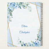 Elegant Dusty Blue Bloemen en Goud lijst bruiloft Planner (Achterkant)