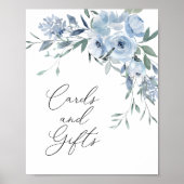 Elegant Dusty Blue Bloemen Kaarten en geschenken t Poster (Voorkant)