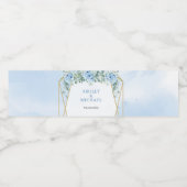 Elegant Dusty Blue bloemengoud lijst eucalyptus Waterfles Etiket (Enkel label)