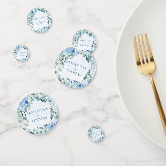 Elegant Dusty Blue bloemenzilver lijst bruiloft Confetti (Groep)