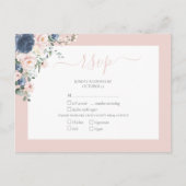Elegant Dusty Blue Blush Lace Script RSVP Uitnodiging Briefkaart (Voorkant)