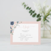 Elegant Dusty Blue Blush Lace Script RSVP Uitnodiging Briefkaart (Staand voorkant)