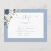 Elegant Dusty Blue Blush Lace Script RSVP Uitnodiging Briefkaart (Voorkant)