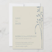 Elegant dusty blue boho bewaar de datumuitnodiging kaart (Voorkant)