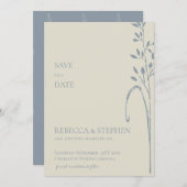 Elegant dusty blue boho bewaar de datumuitnodiging kaart (Voorkant / Achterkant)