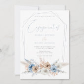 Elegant Dusty Blue Boho Engagement Party Kaart (Voorkant)