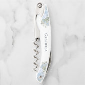 Elegant Dusty Blue Boho Floral Bridesmaid Name Kurkentrekker (Voorkant)