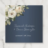 Elegant Dusty Blue Boho Rozen Bruiloft Bedankjes Labels (Voorkant)