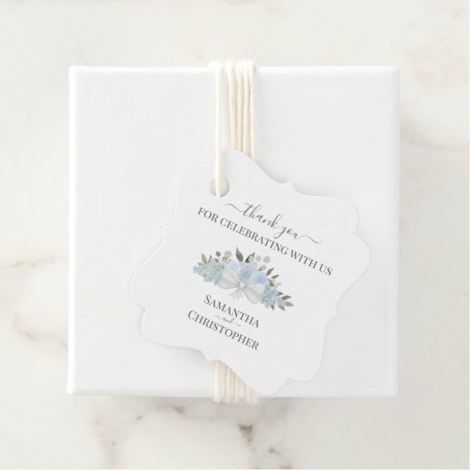 Elegant Dusty Blue Boho Rozen bruiloft dank u Bedankjes Labels (In situ)