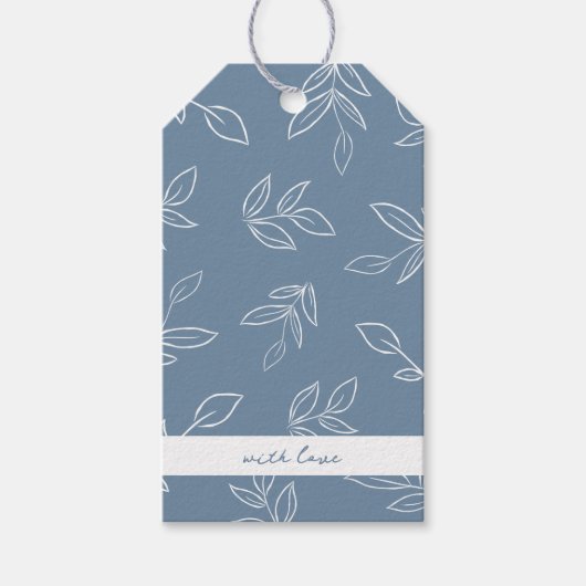 Elegant Dusty Blue Boho verlaat patroonpatroon Cadeaulabel (Voorkant)