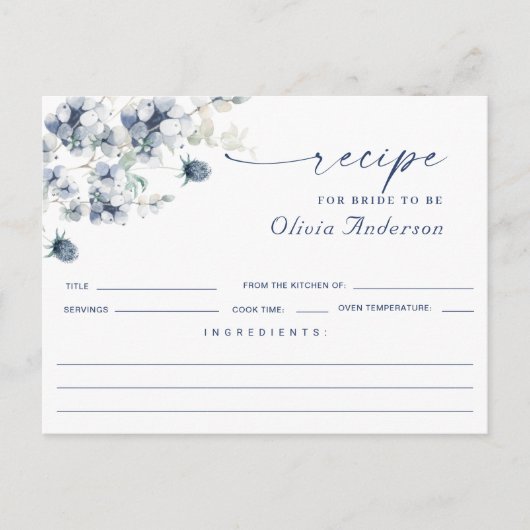 Elegant Dusty Blue Boho Vrijgezellenfeest Recipe K Briefkaart (Voorkant)