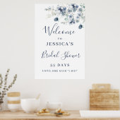 Elegant Dusty Blue Boho Vrijgezellenfeest Welkomst Poster (Keuken)