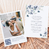 Elegant Dusty Blue Boho Winter Foliage Wedding Kaart