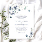 Elegant Dusty Blue Boho Winter Foliage Wedding Kaart