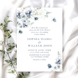 Elegant Dusty Blue Boho Winter Foliage Wedding Kaart
