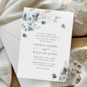 Elegant Dusty Blue Boho Winter Foliage Wedding Kaart